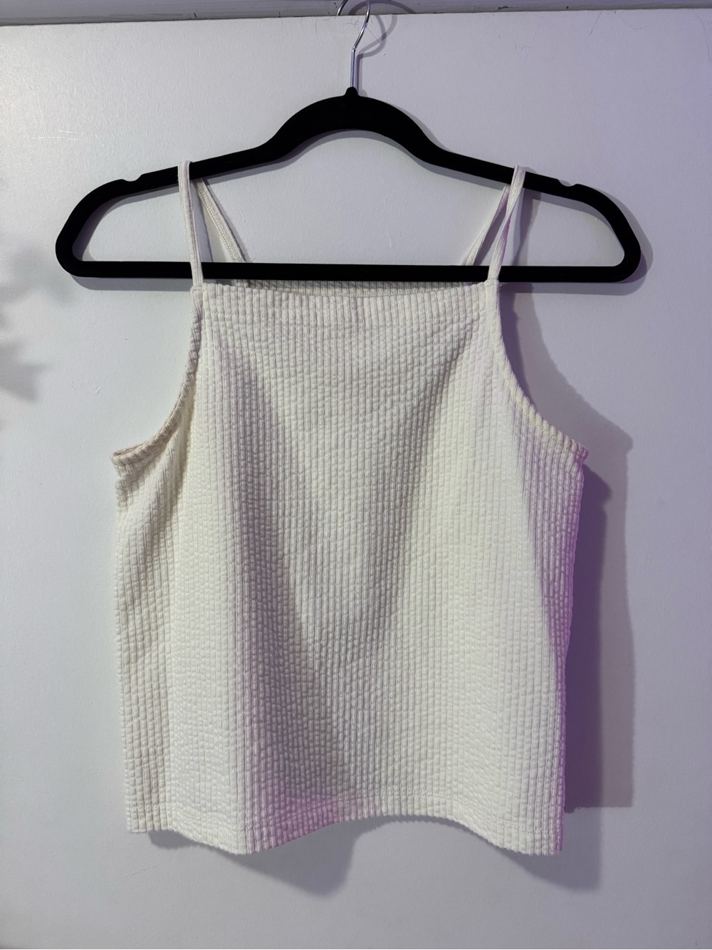 Madewell Women's White Textured Square-Neck Tank Top